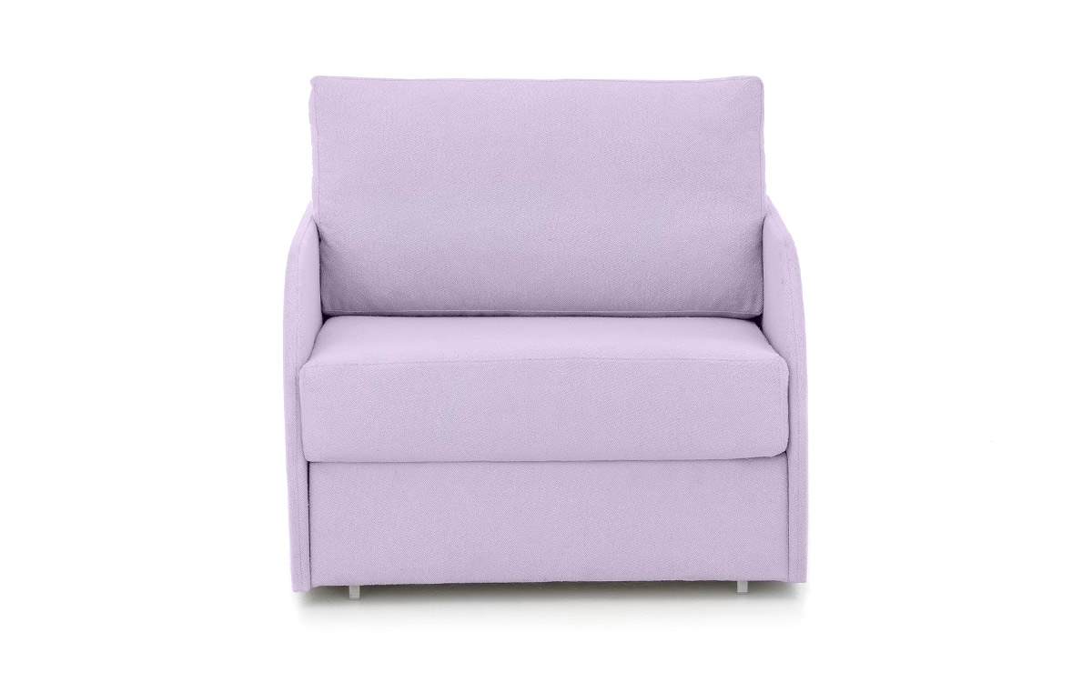 Sillón cama 80x190 con apertura italiana, colchón firme y brazo curvo, ideal para uso diario en espacios reducidos. Diseño frontal.