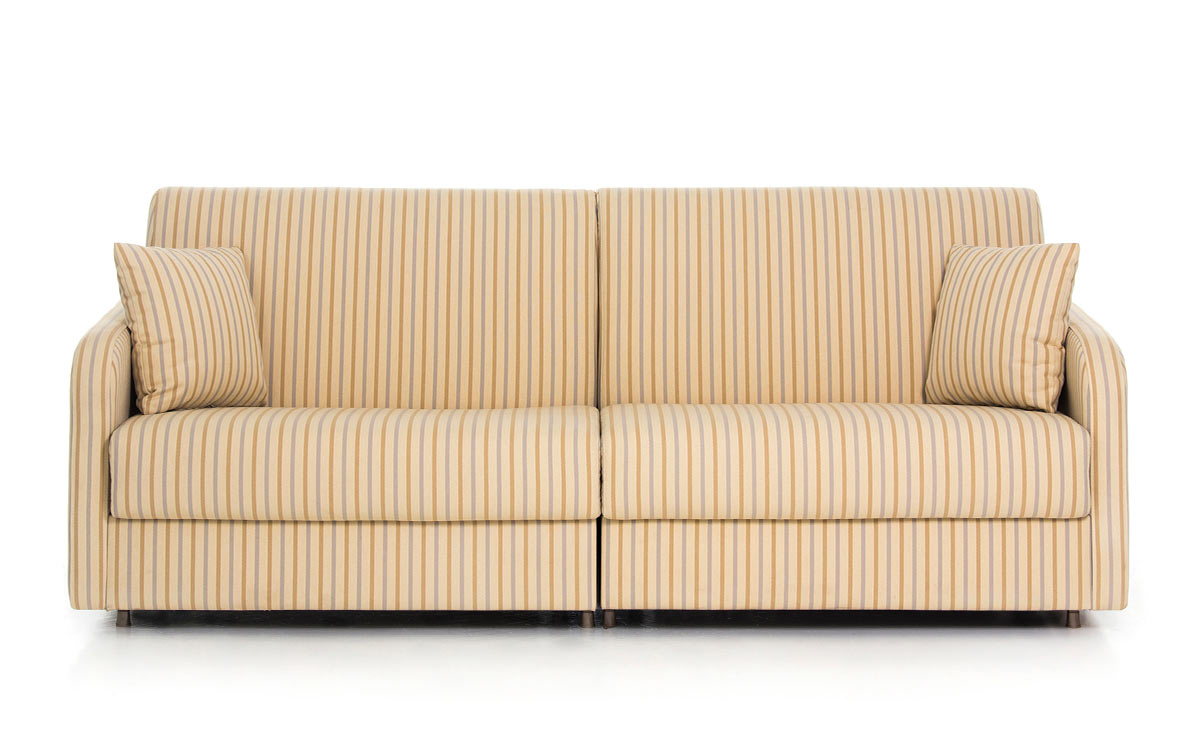 Sofá cama con dos camas de 90x200 cm, desenfundable, diseño juvenil y práctico, ideal para uso diario en espacios medianos. Diseño frontal
