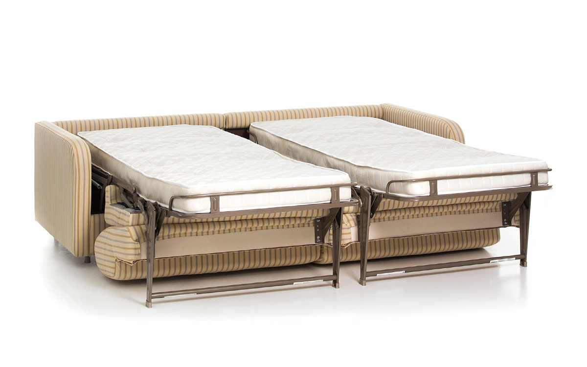 Sofá cama con dos camas de 90x200 cm, desenfundable, diseño juvenil y práctico, ideal para uso diario en espacios medianos. Diseño completamente abierto