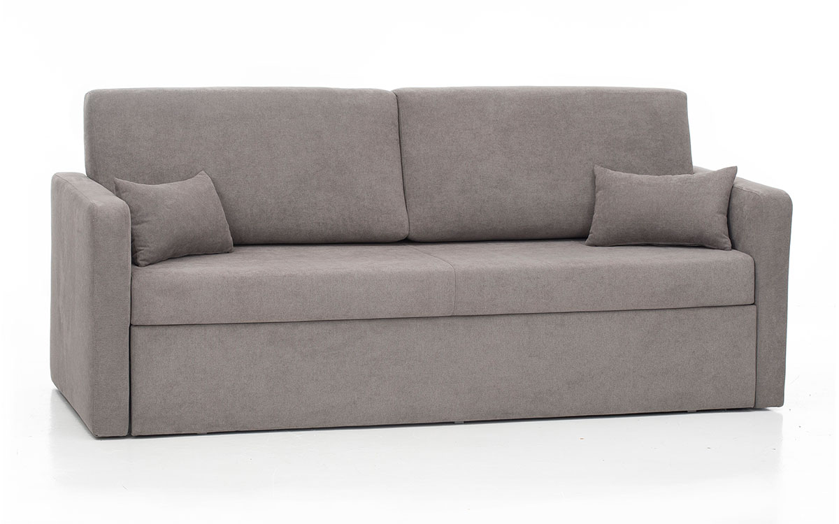 Sofá cama nido económico con dos camas, apertura sencilla y colchones cómodos, ideal para presupuestos ajustados. Diseño con perspectiva.