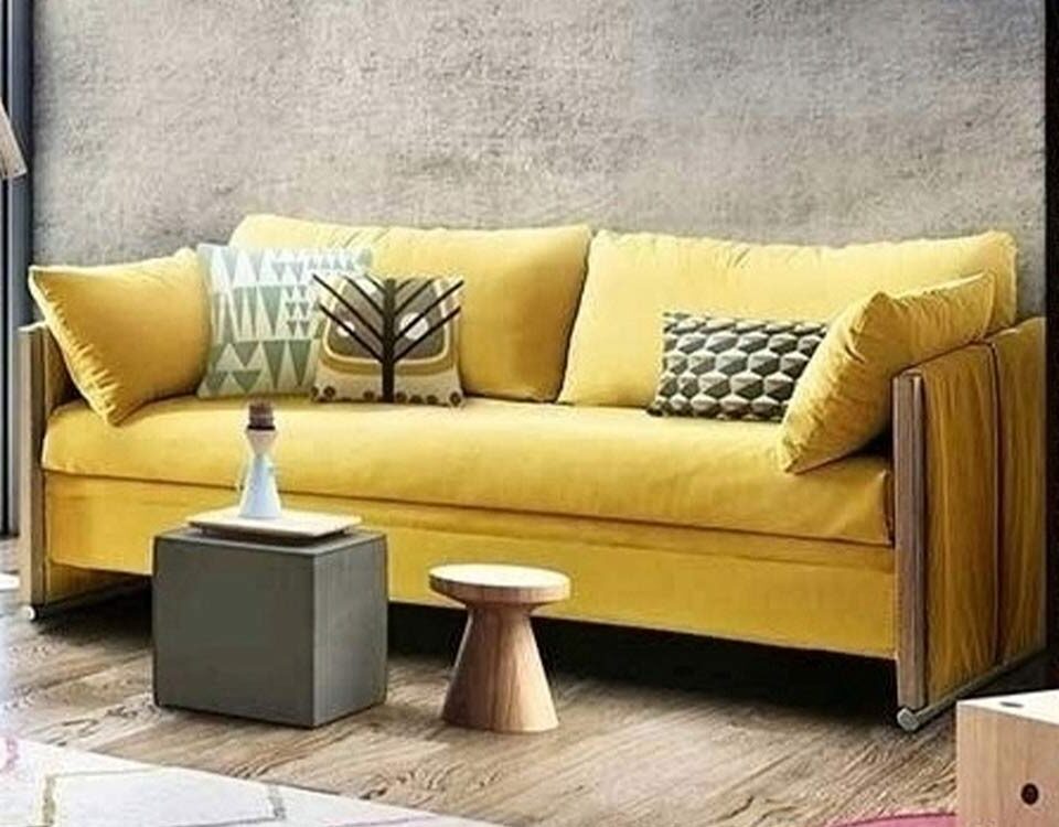 Sofá cama litera práctico con diseño ligero, apertura fácil, escalera integrada y funda lavable, ideal para espacios modernos y funcionales. Diseño con perspectiva.