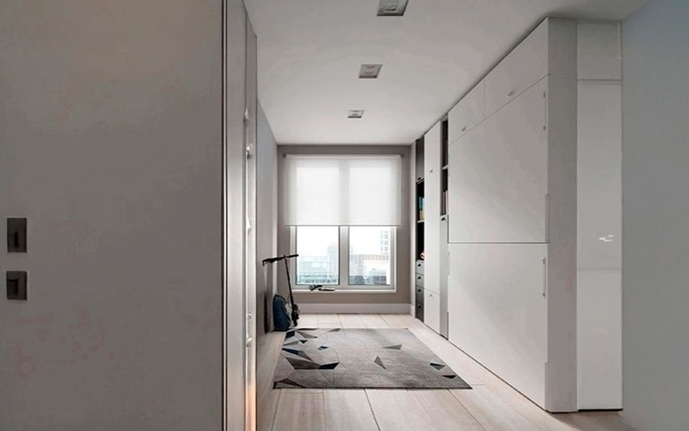 Mueble con literas abatibles horizontales y mesa de estudio integrada, personaliza en color o madera.